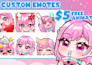 draw chibi twitch animated emotes, sticker, panels, sub badges, vtuber